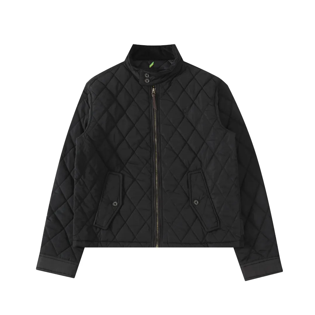 P350 #R57 Ralpah Lauren/Ralph Lauren Diamond Check Stand Collar Veteran Cotton Jacket Uniform British Retro Style for Men and Women Item No. RL17381 Classic Diamond Henley Lavalier Thin Cotton Jacket Simple yet stylish corduroy trimmed cuffs Collar Can be straight folded Two-wear, half-high collar front double-button closure, front full zipper Fabric has a certain anti-water effect, classic forever , there are adjustable buckle tabs at the back waist. Delicate embroidery of the pony on the left side of the chest is retro and timeless. Color: black, navy blue, brown, army green. Size: M L